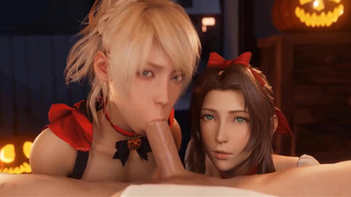 Страстные красотки Final Fantasy сосут члены и заливаются спермой на лица в ИИ-порно